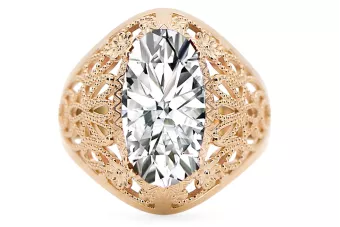 Oro amarillo de 14 quilates Circón Anillo Estilo vintage vrc074y